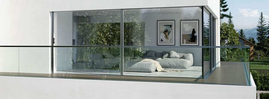 Ganzglasgeländer als moderne Balkoneinfassung